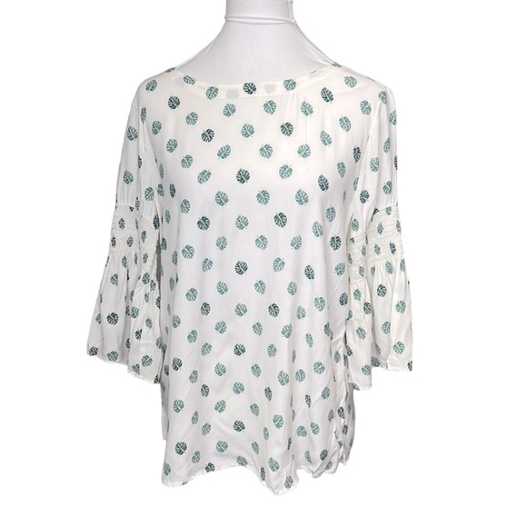 Loft Leaves Print Smocked Bell Sleeves - Picture 2 of 6